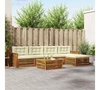 vidaXL Conjunto de sofás de exterior 6 uds. Natural y Crema