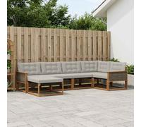vidaXL Conjunto de sofás de exterior 6 uds. Natural y Gris Claro