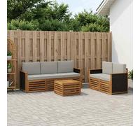 vidaXL Conjunto de sofás de exterior 6 uds. Natural y Gris Claro