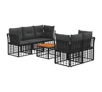 vidaXL Conjunto de sofás de Exterior 6 uds. Negro y Gris Oscuro