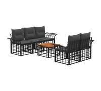 vidaXL Conjunto de sofás de Exterior 6 uds. Negro y Gris Oscuro