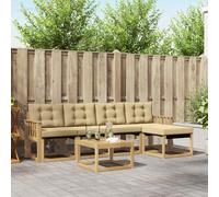 vidaXL Juego de sofás de exterior, 6 piezas, color blanco y beige