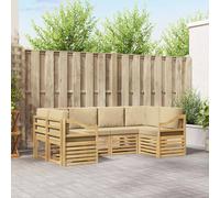 vidaXL Conjunto de sofás de exterior 6 uds. y Beige Poliéster