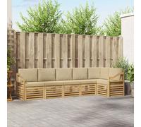 vidaXL Conjunto de sofás de exterior 6 uds. y Beige Poliéster