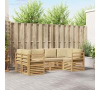 vidaXL Conjunto de sofás de exterior 6 uds. y Beige Poliéster