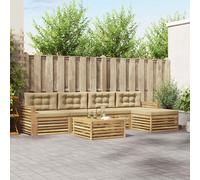 vidaXL Conjunto de sofás de exterior 6 uds. y Beige Poliéster