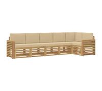 vidaXL Conjunto de sofás de Exterior 6 uds. y Beige Poliéster