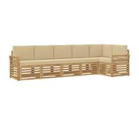 vidaXL Conjunto de sofás de Exterior 6 uds. y Beige Poliéster