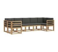 vidaXL Conjunto de sofás de Exterior 7 pcs Blanco y Antracita, Juego de sofá de jardín, Modular Moderno para Exteriores, Muebles de Madera de Acacia, Zona de Relax en el Patio