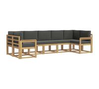 vidaXL Conjunto de sofás de Exterior 7 pcs Blanco y Antracita, Juego de sofá de jardín, Modular Moderno para Exteriores, Muebles de Madera de Acacia, Zona de Relax en el Patio