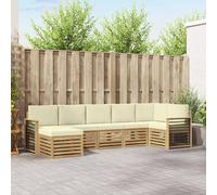 vidaXL Conjunto de sofás de exterior 7 pcs Blanco y Crema