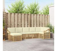 vidaXL Conjunto de sofás de exterior 7 pcs Blanco y Crema
