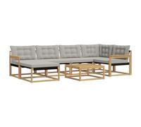 vidaXL Conjunto de sofás de Exterior 7 pcs Blanco y Gris Claro, Conjunto Sofás Jardín Moderno, Mobiliario Exterior Duradero, Asientos Elegantes y Cojines Resistentes al Clima