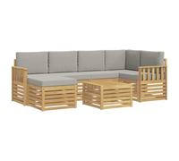 vidaXL Conjunto de sofás de Exterior 7 pcs Blanco y Gris Claro, Sofá de jardín, Conjunto Moderno y cómodo, Asientos relajarte en tu terraza