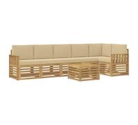 vidaXL Conjunto de sofás de Exterior 7 pcs y Beige 59 x 59 x 37 cm, Sofás de jardín, Modernos Sets Exteriores, Asientos de Madera, Dining de Relax, diseño de Patio