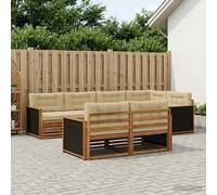 vidaXL Juego de sofás de exterior, 7 piezas, color natural y beige