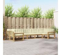 vidaXL Conjunto de sofás de exterior 7 uds. Blanco y Crema