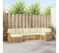 vidaXL Conjunto de sofás de exterior 7 uds. Blanco y Crema