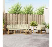 vidaXL Conjunto de sofás de exterior 7 uds. Blanco y Crema