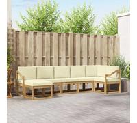 vidaXL Conjunto de sofás de exterior 7 uds. Blanco y Crema Poliéster