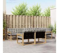 vidaXL Conjunto de sofás de exterior 7 uds. Blanco y Gris Claro