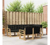 vidaXL Conjunto de sofás de exterior 7 uds. Blanco y Negro