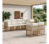 vidaXL Conjunto de sofás de exterior 7 uds. Natural Poliéster