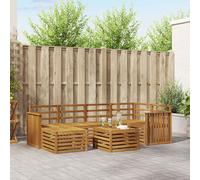 vidaXL Conjunto de sofás de exterior 7 uds. Natural Poliéster