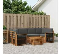 vidaXL Conjunto de sofás de exterior 7 uds. Natural y Antracita