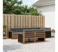 vidaXL Conjunto de sofás de exterior 7 uds. Natural y Antracita