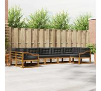 vidaXL Conjunto de sofás de exterior 7 uds. Natural y Antracita
