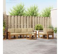 vidaXL Juego de sofás de exterior, 7 piezas, color natural y beige