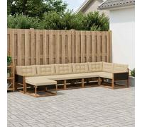 vidaXL Conjunto de sofás de exterior 7 uds. Natural y Beige