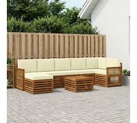 vidaXL Conjunto de sofás de exterior 7 uds. Natural y Crema