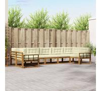 vidaXL Conjunto de sofás de exterior 7 uds. Natural y Crema