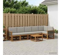 vidaXL Conjunto de sofás de exterior 7 uds. Natural y Gris Claro