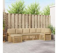 vidaXL Conjunto de sofás de exterior 7 uds. y Beige