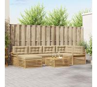 vidaXL Conjunto de sofás de exterior 7 uds. y Beige
