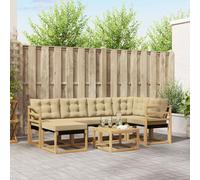 vidaXL Juego de sofás de exterior, 7 piezas, color blanco y beige