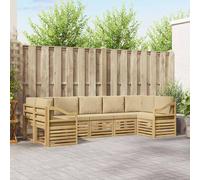 vidaXL Conjunto de sofás de exterior 7 uds. y Beige Poliéster