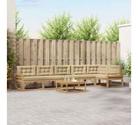 vidaXL Conjunto de sofás de exterior 7 uds. y Beige Poliéster
