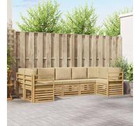 vidaXL Conjunto de sofás de exterior 7 uds. y Beige Poliéster