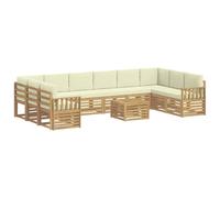 vidaXL Conjunto de sofás de Exterior 8 pcs Blanco y Crema, Sofá Moderno para Exteriores, Mueble seccional, Duradero, Ideal para Patio y terraza