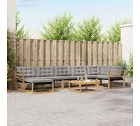 vidaXL Conjunto de sofás de exterior 8 pcs Blanco y Gris Claro