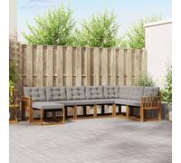 vidaXL Conjunto de sofás de exterior 8 pcs Gris Natural y Claro