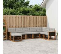 vidaXL Conjunto de sofás de exterior 8 pcs Natural y Gris Claro