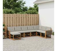 vidaXL Conjunto de sofás de exterior 8 pcs Natural y Gris Claro