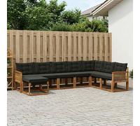 vidaXL Conjunto de sofás de exterior 8 pcs Natural y negro
