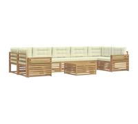 vidaXL Conjunto de sofás de exterior 8 uds. Blanco y Crema