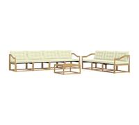 vidaXL Conjunto de sofás de exterior 8 uds. Blanco y Crema